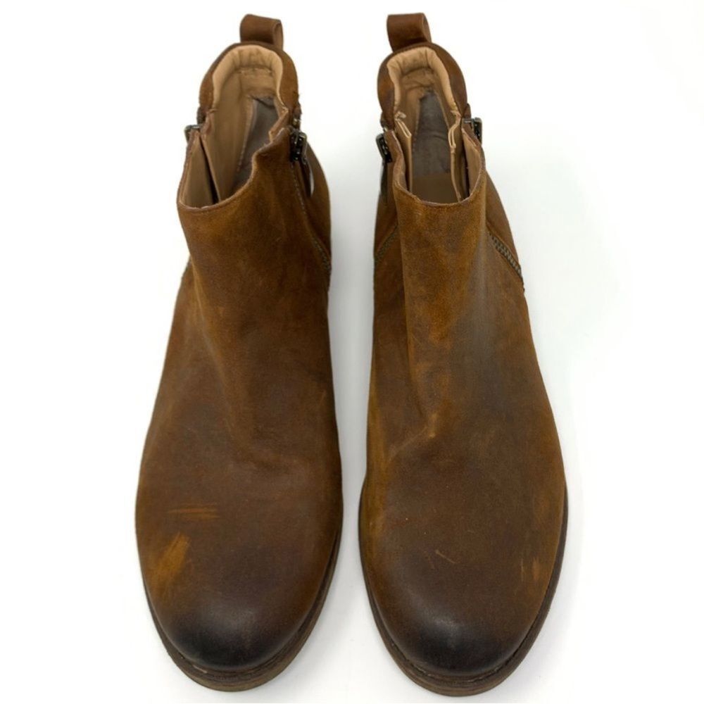 Franco Sarto Keegan Leather Boots Burnished Toe Oiled Distressed Zippers Size 6